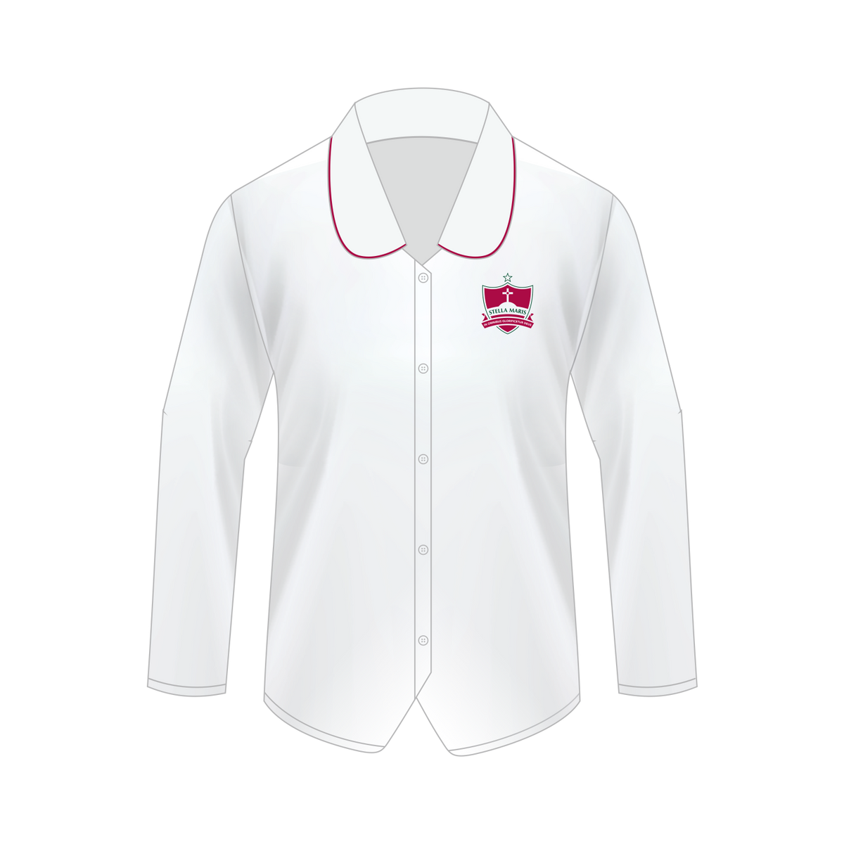 Junior Crested Long Sleeve Blouse Years 7 10 Stella Maris College Uniform Shop
